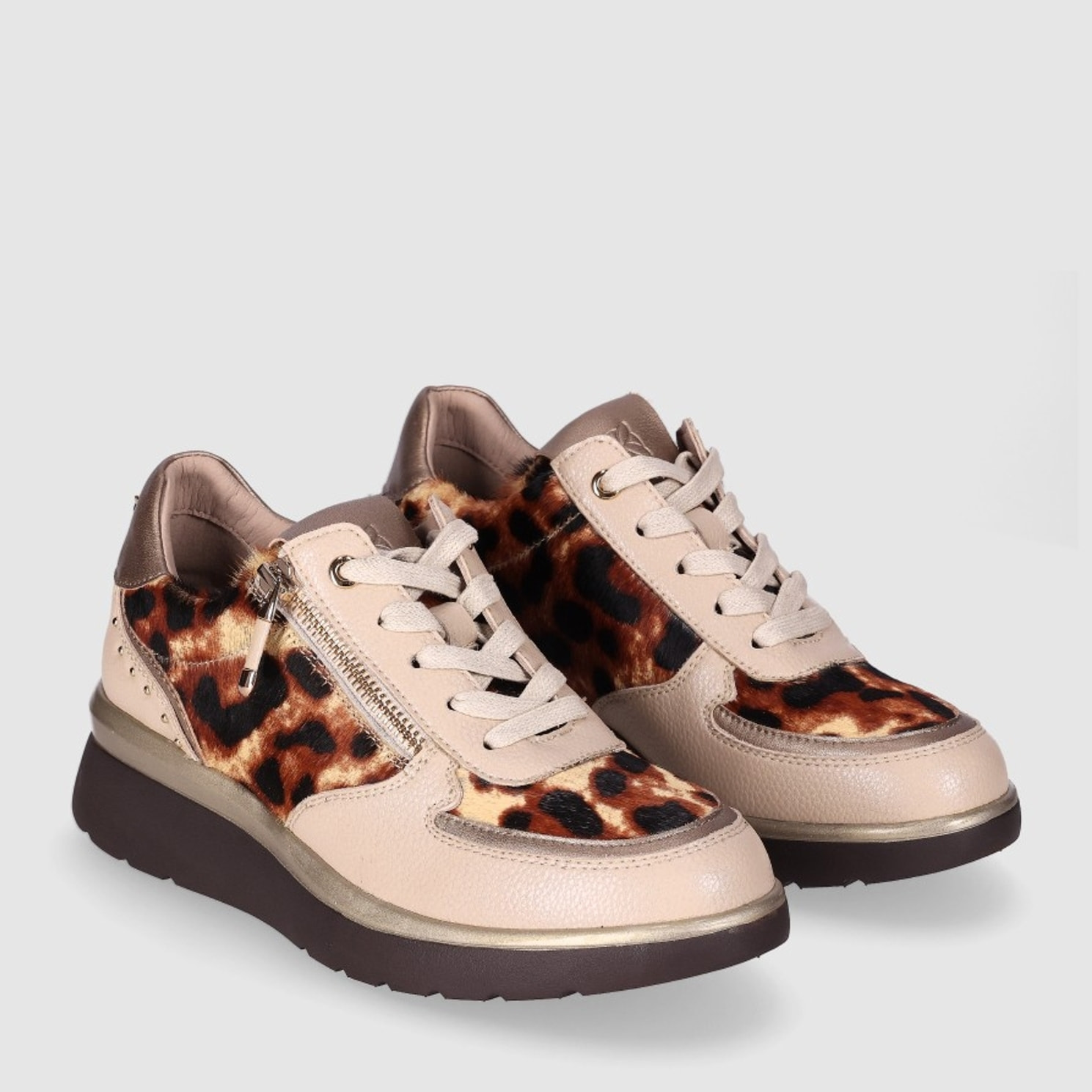 Deportivos de Piel - Beig - Tacón: 5 cm