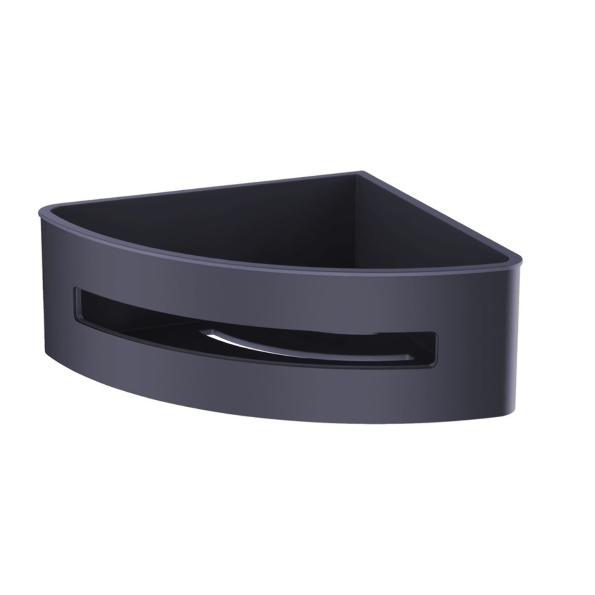Panier d'angle pour la douche en acier inoxydable 16,5cm, Noir (SATDPOLROHMC)