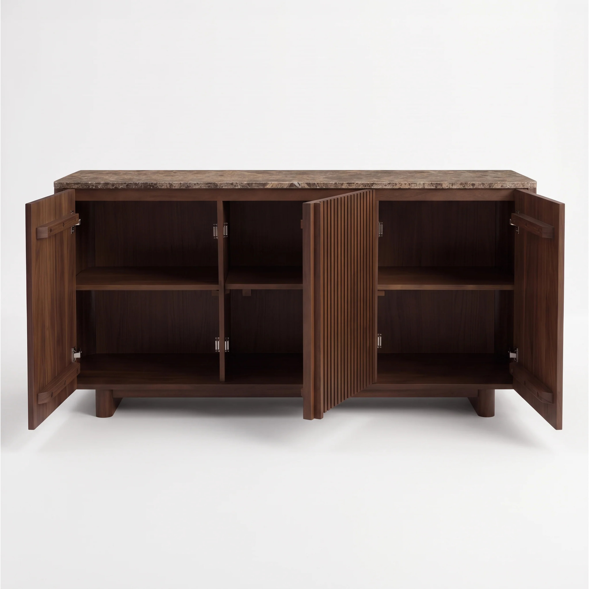 Buffet en bois de manguier et plateau en marbre - Flavio