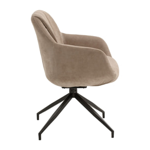 Set di 2 poltroncine girevoli STONESTOWN in tessuto beige e gambe in metallo nero, con braccioli