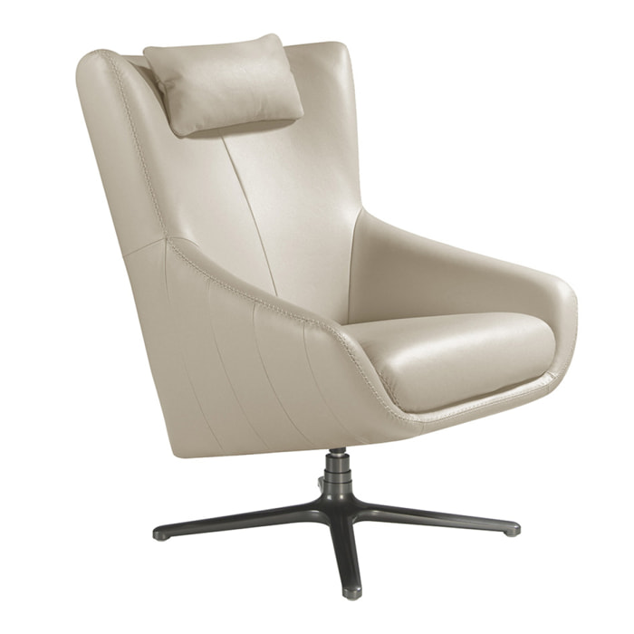 Sillón giratorio Angel Cerda piel con cojín 76x90x100cm