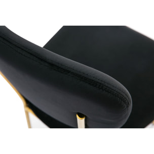 Chaises design en tissu velours noir et métal doré (lot de 2) LEPIDUS
