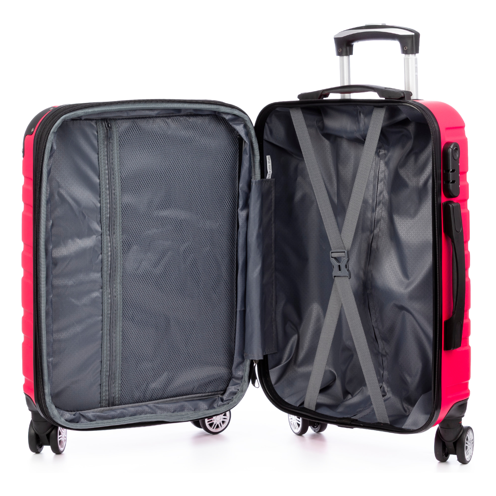 Juego de 3 maletas Trolley extensibles, en material ligero ABS de alta resistencia. Cerradura numérica, 4 ruedas dobles giratorias 360°.