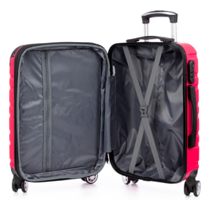 Juego de 3 maletas Trolley extensibles, en material ligero ABS de alta resistencia. Cerradura numérica, 4 ruedas dobles giratorias 360°.