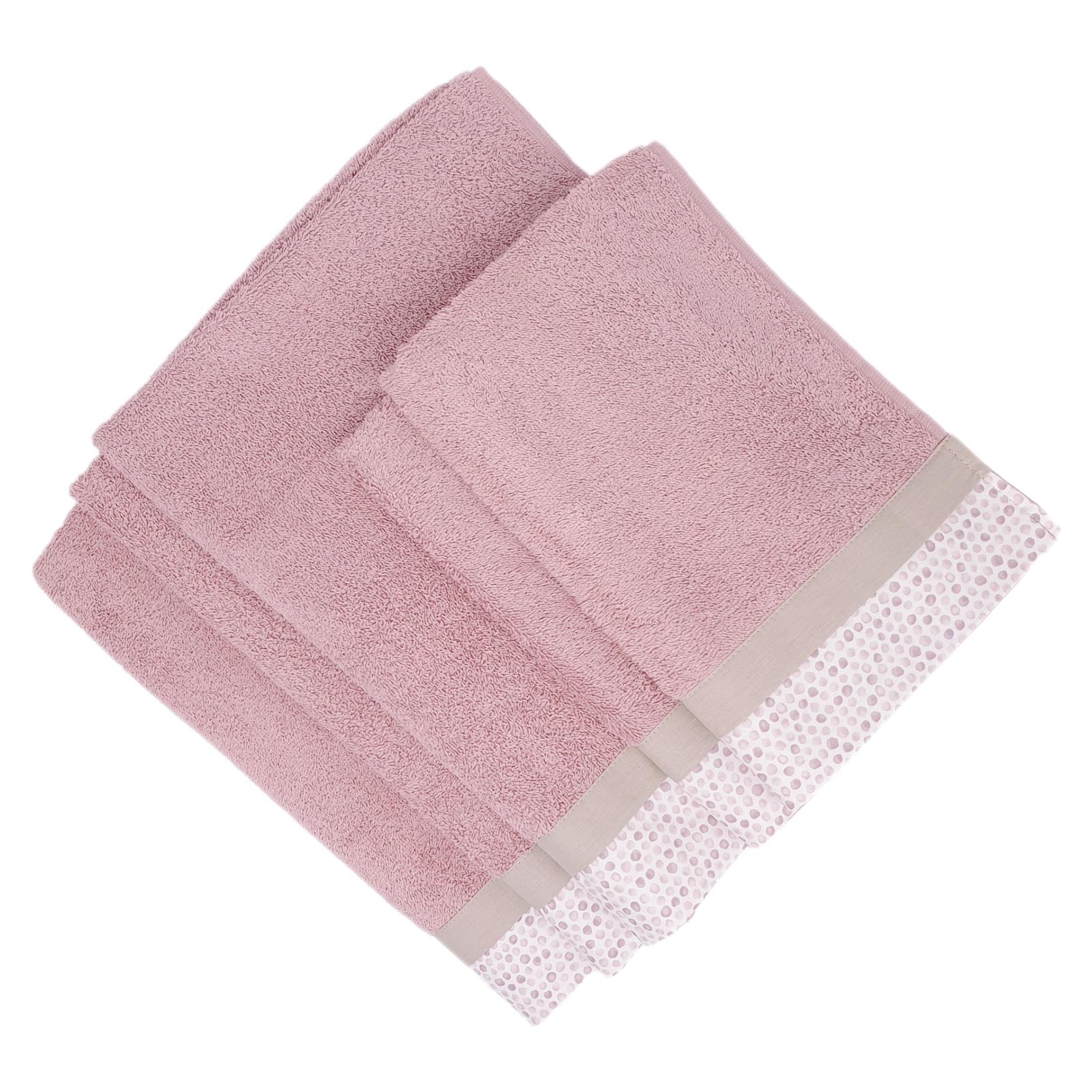 Set Spugna PALLINI 5 Pezzi: 2 Viso+2 Ospite + 1 Telo Bagno - 450 gr/m² - Malva - Puro Cotone
