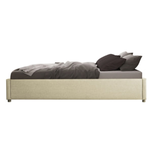 Lit coffre avec sommier Otto - Beige - Tissu