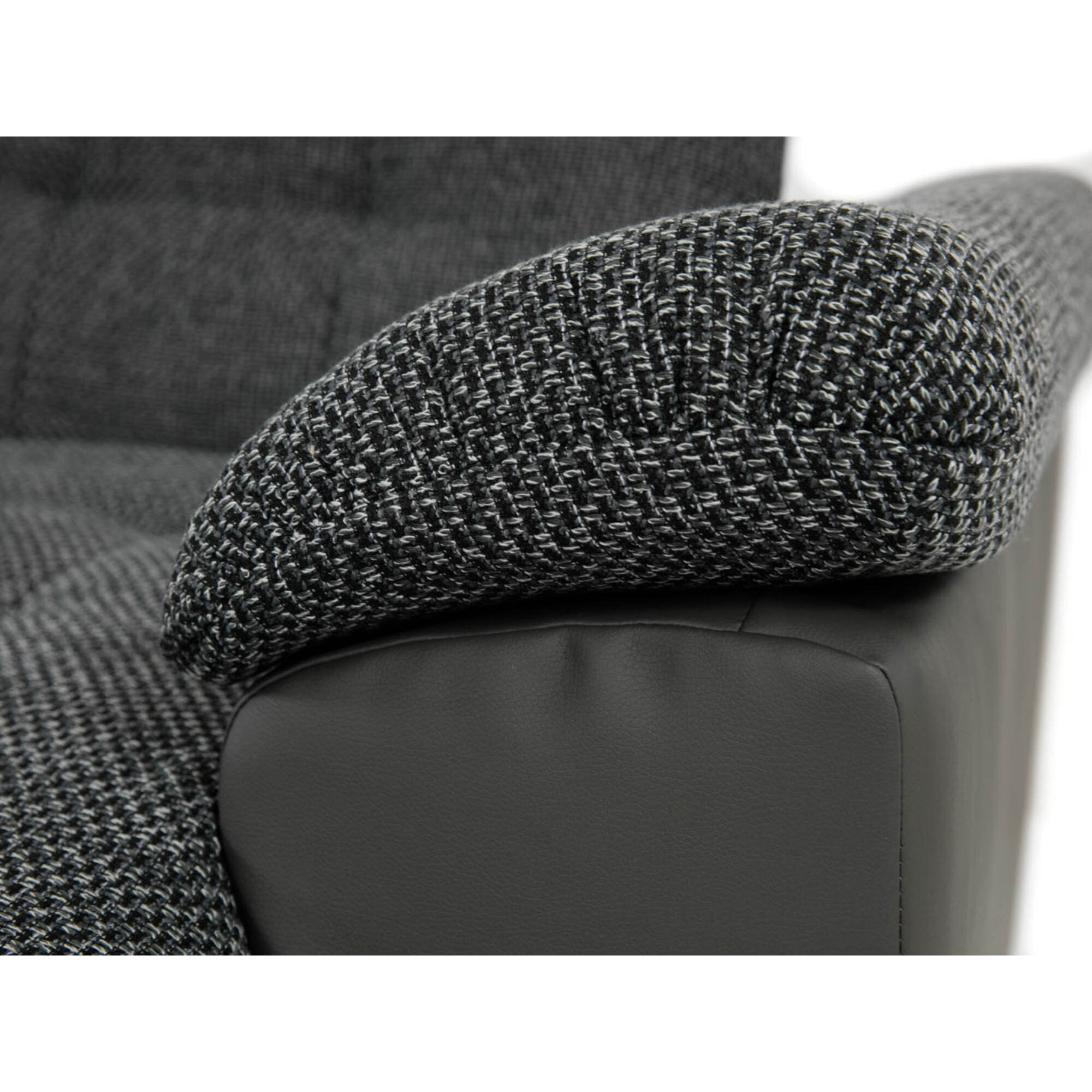 Chuck - canapé panoramique d'angle gauche XXL - convertible avec coffre - 7 places - Noir / Gris
