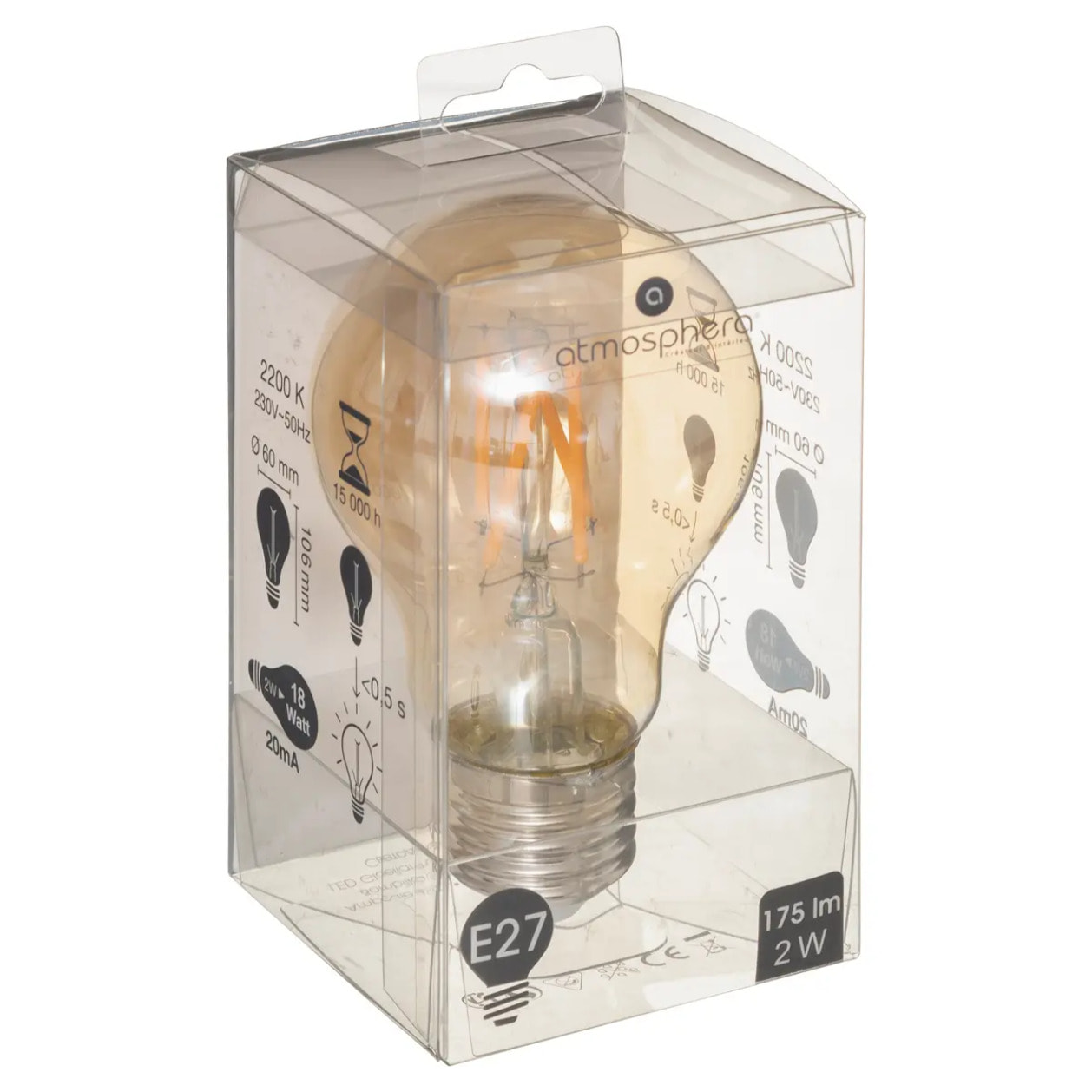 Ampoule LED "Standard" ambrée - filament droit E27