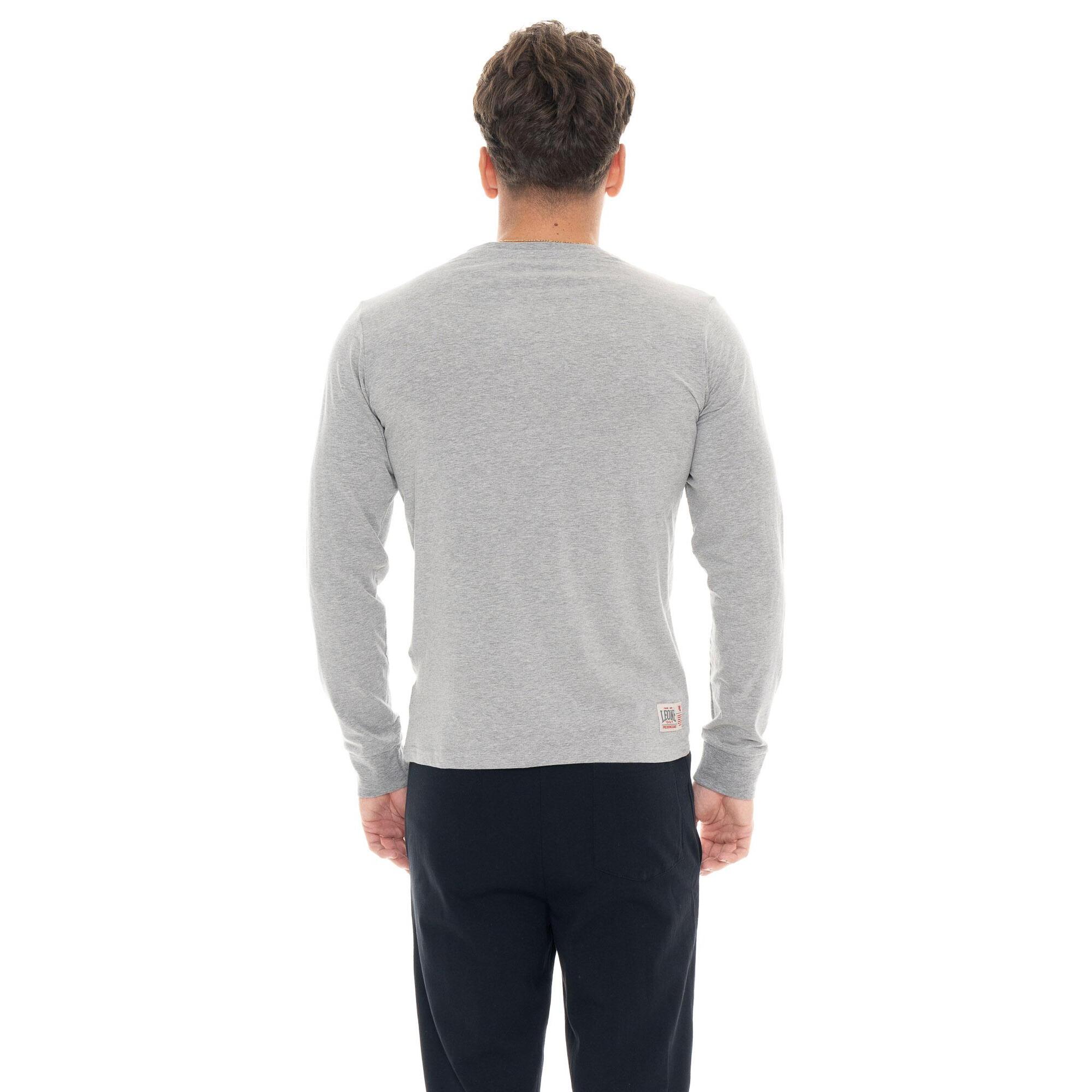 Camiseta de algodón elástico de manga larga con logo grande "Basic" para hombre