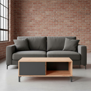 Tavolino Da Caffè Con Vano Aperto e Chiuso Tavolo Basso Design Soggiorno Salotto Arredo Casa Stile 40 x 100 x 50 cm Rovere e Grigio Antracite