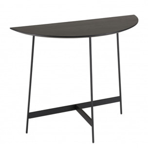 DALY - Console demi-lune noire 83x35cm piètement métal