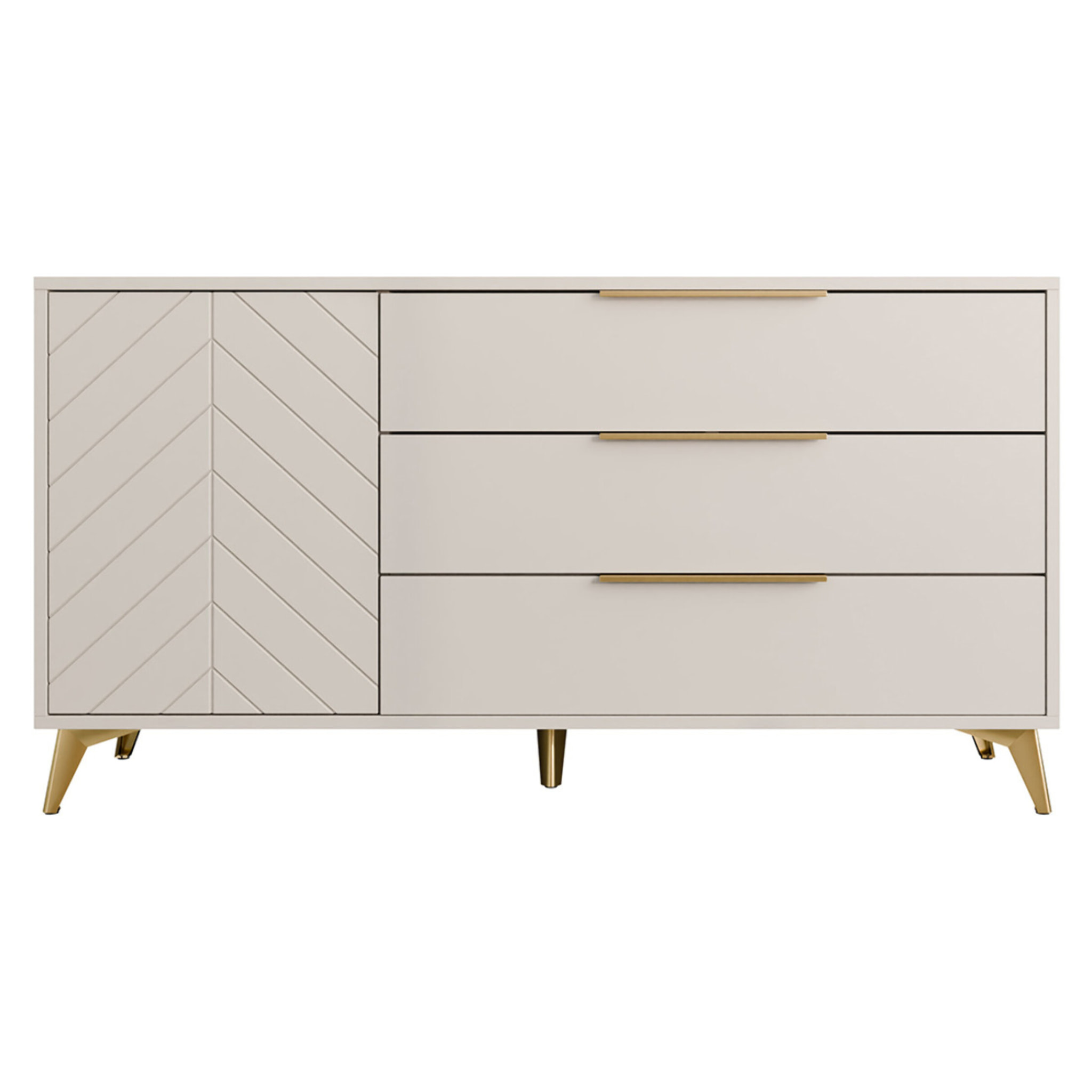 Boccioni - buffet bas - beige - 3 tiroirs et 1 porte - 154 cm - Beige