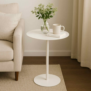 Mesa auxiliar redonda de hierro blanco diseño versátil y ligero para decorar tu hogar 35x35x53cm