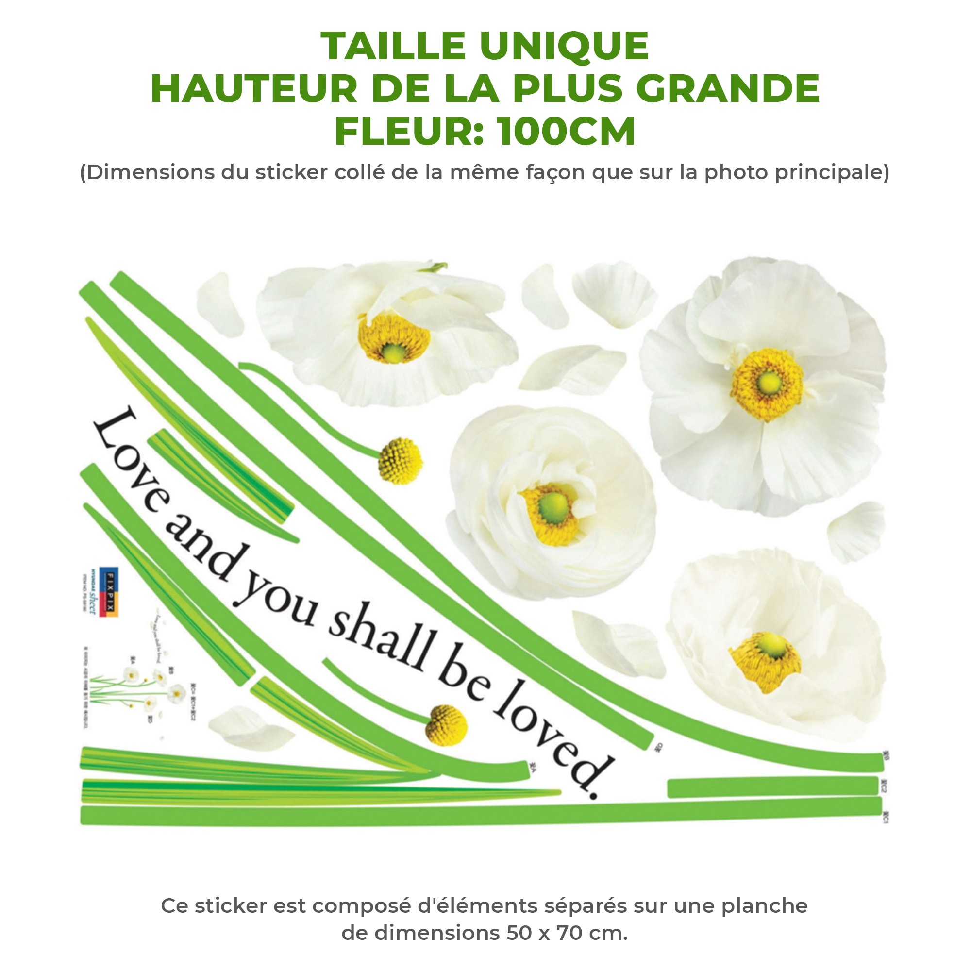 Stickers Muraux décoration adhésifs Fleurs pavots blanches