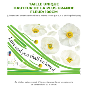 Stickers Muraux décoration adhésifs Fleurs pavots blanches