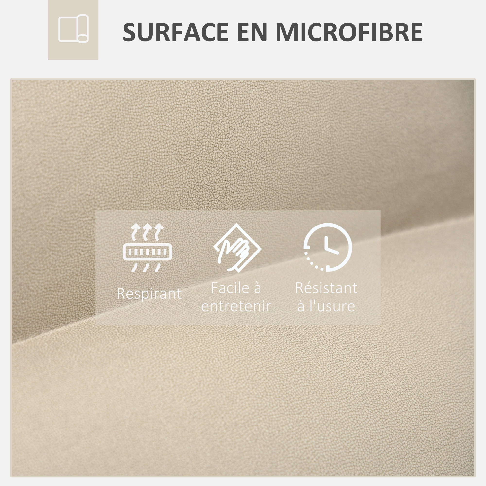 Fauteuil relax grand confort pivotant inclinaison réglable 5 niv. épais garnissage mousse haute densité tissu velours microfibre beige