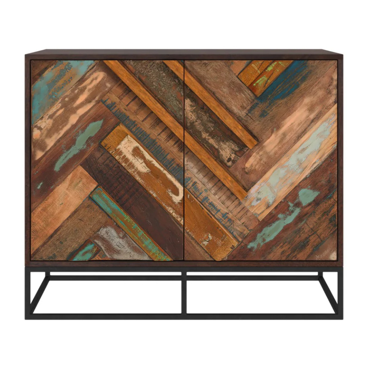 Commode 2 portes en bois d'acacia et bois recyclé - Krabi