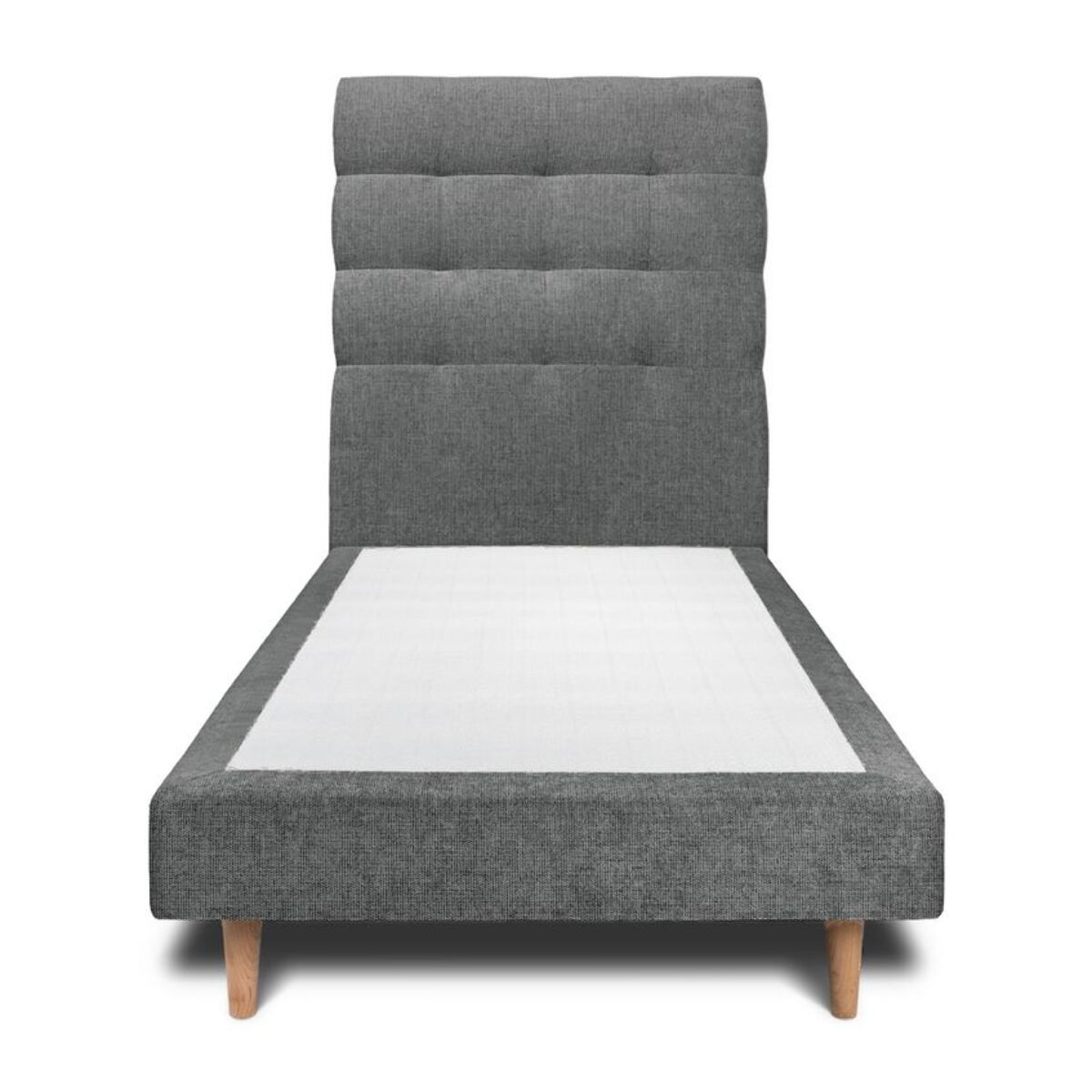 Lit avec tête de lit capitonnée tissu et sommier tapissier Ep14