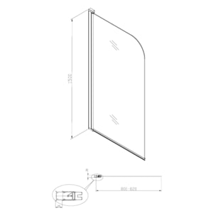 150x80 cm Pare-baignoire pivotant en verre, orientation gauche et droite, noir (SATVZUNIKCT80)