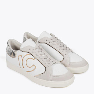 Sneakers con Dettagli Effetto Serpente e Pelle