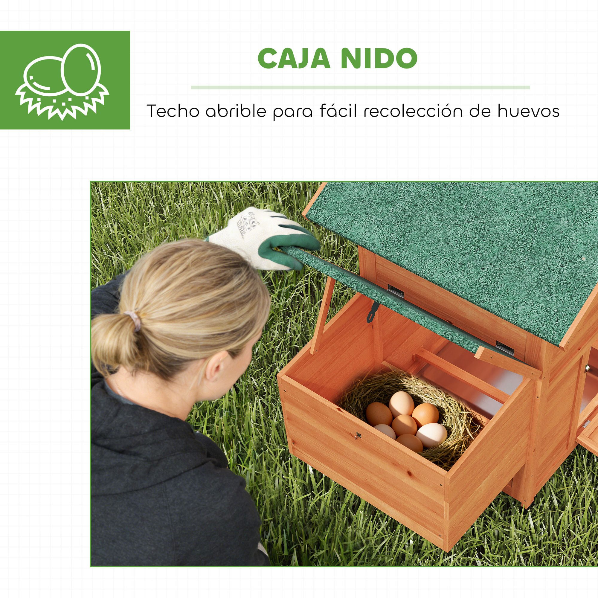 Gallinero para Exterior de Madera, 113,5x67,5x95,5 cm, Gallinero con Nido, Bandeja Extraíble, Techo Impermeable, Ventana Deslizante, Rampa, Perchas, Jaula para 2 Gallinas o Conejos, Naranja