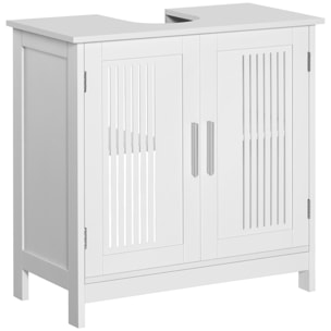 Mueble para Debajo del Lavabo Armario Baño de Suelo de Madera con 2 Puertas Ventiladas y Estante Ajustable Interior Moderno 60x30x60 cm Blanco