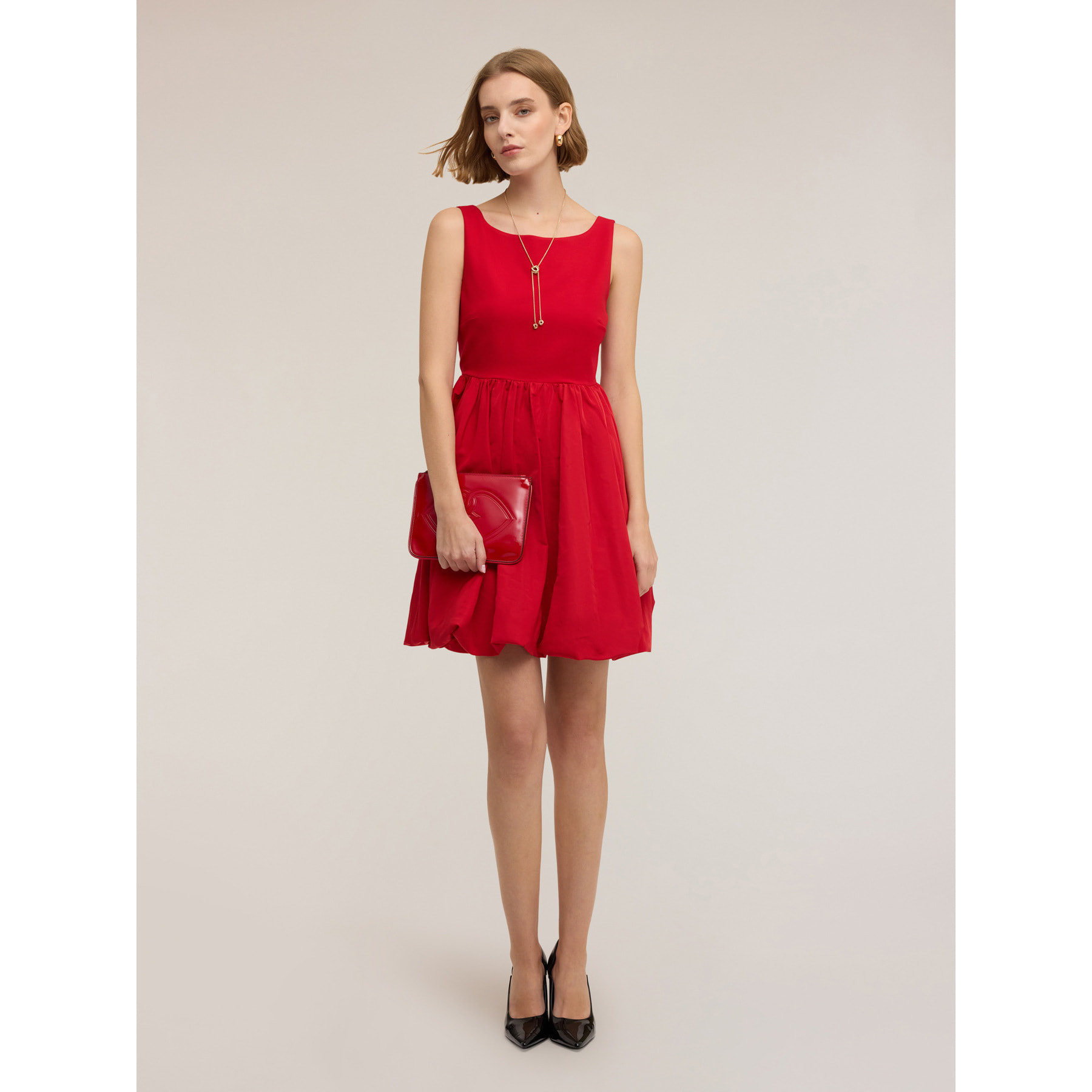 Motivi - Minidress senza maniche con fiocco - Rosso