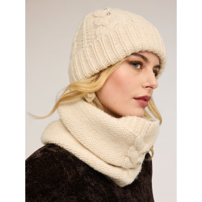 Motivi - Set sciarpa e berretto con pietre crystal - Beige