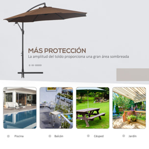 Parasol Excéntrico Ø 295 cm Sombrilla de Jardín con Ángulo Ajustable Base Cruzada y Manivela Sombrilla para Terraza Patio Café