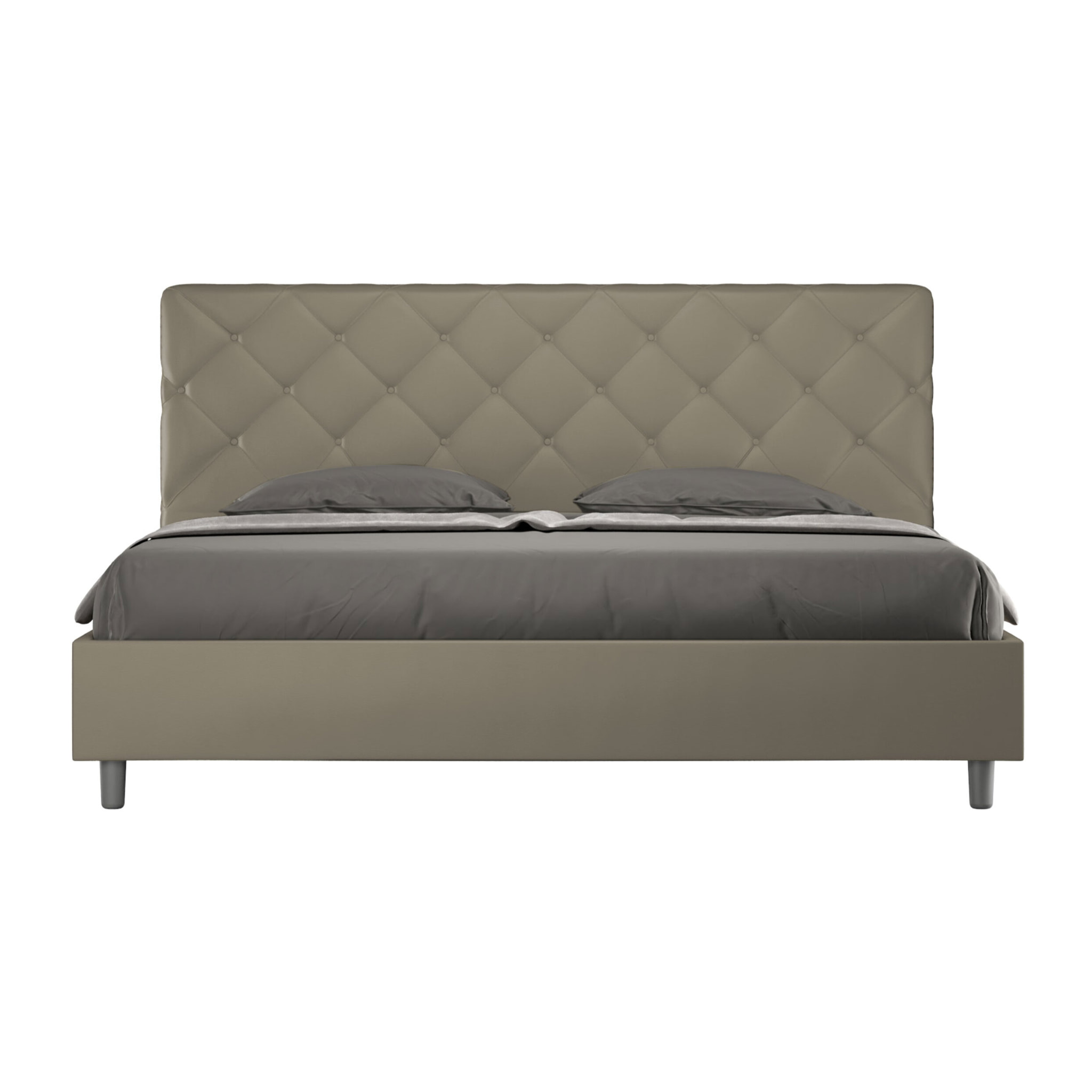 Lit king size sans sommier rembourré 180x210 similicuir cappuccino Priya