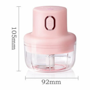Hachoir électrique portable sans fil 100ml Rose Herzberg HG03183-PNK