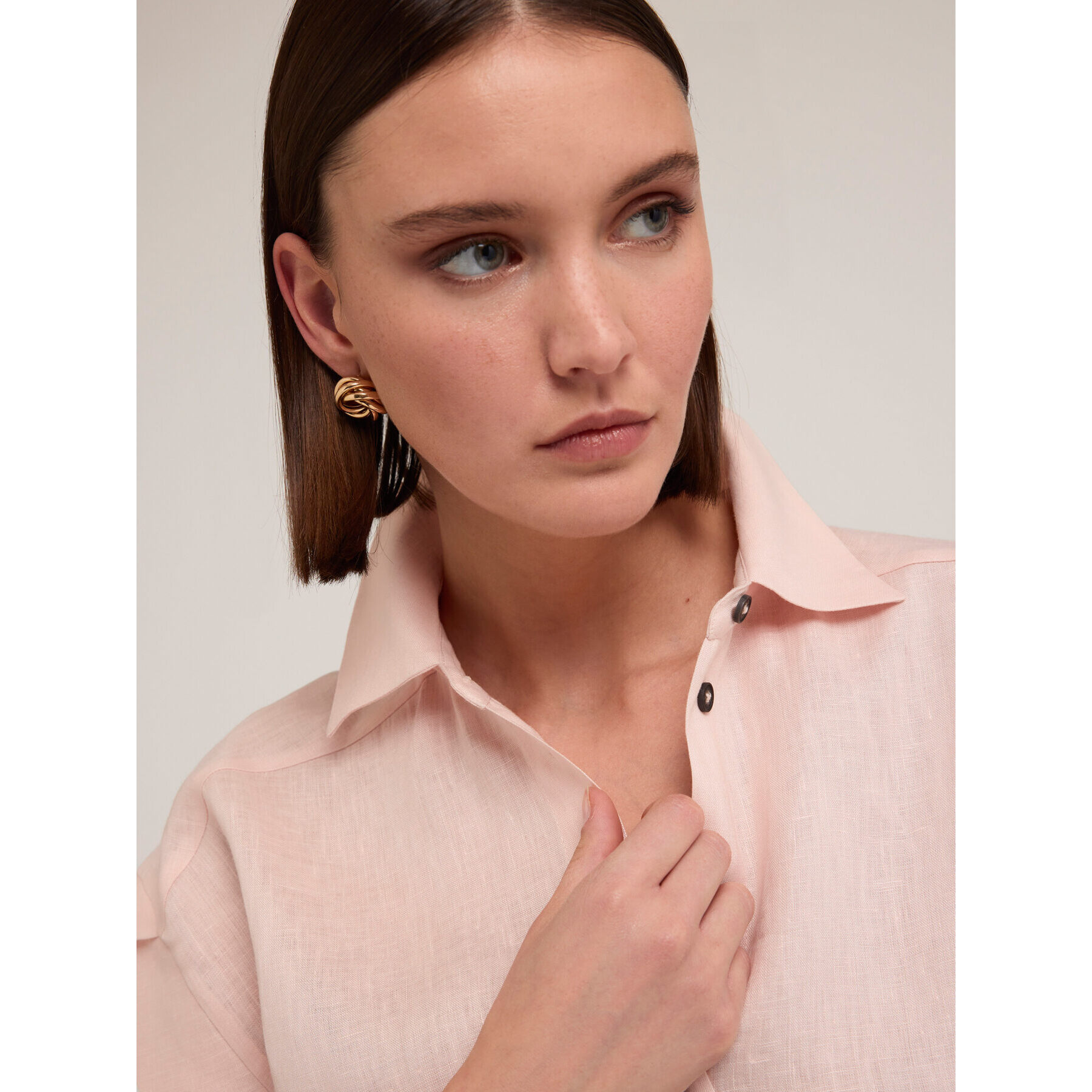 Motivi - Camisa de manga corta de lino - Rosa