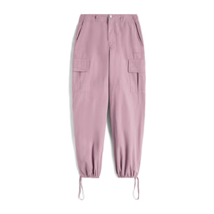 Pantaloni cargo in canvas tinto capo