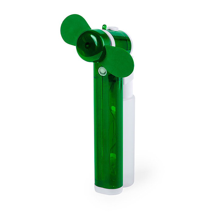 Ventilador vaporizador portátil con depósito de 35 ml y pulverización manual de agua.