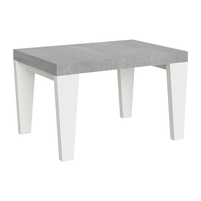 Mesa extensible 90x130/234 cm Spimbo Mix tapa Cemento patas Fresno Blanco