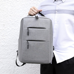 DAM Mochila para Laptop con interfaz de carga USB. 28x12x42 Cm. Color: Gris