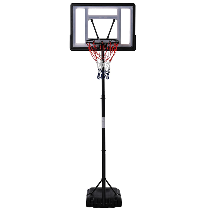 Panier de basketball sur pied - H. réglable 203-258 cm - roulettes, base de lestage - noir