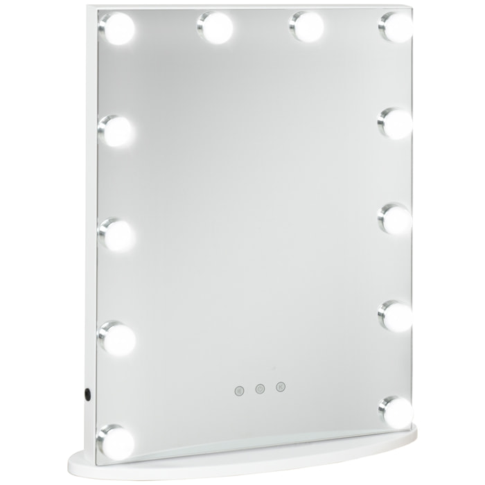 Espejo de Maquillaje Luz LED Ajustable 41,5x13,5x51cm Blanco