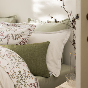 Drap plat imprimé en satin de coton bio, TOURBILLON, Rouge Cosmos