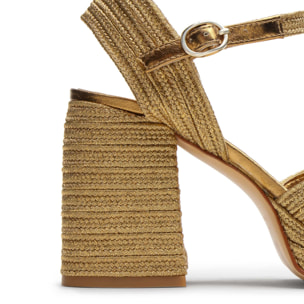 Sandalias de tacón de mujer Valle en acabados trenzados y metalizados