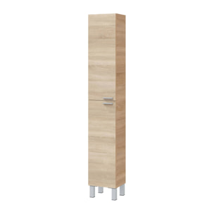 Mobile colonna Ark, Mobile per bagno a 2 ante, Armadio pensile con 2 ripiani, 30x25h182 cm, Rovere