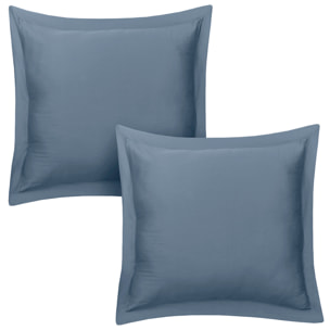 Lot de 2 taies d'oreiller satin de coton bleu