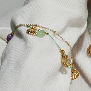 Pulsera con Cristal Multicolor acabado oro 18k