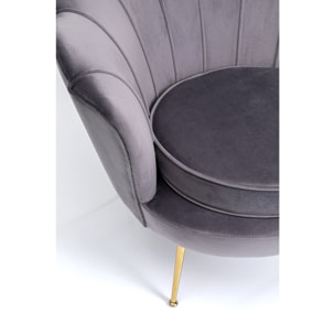 Fauteuil Water Lily velours gris et acier doré Kare Design