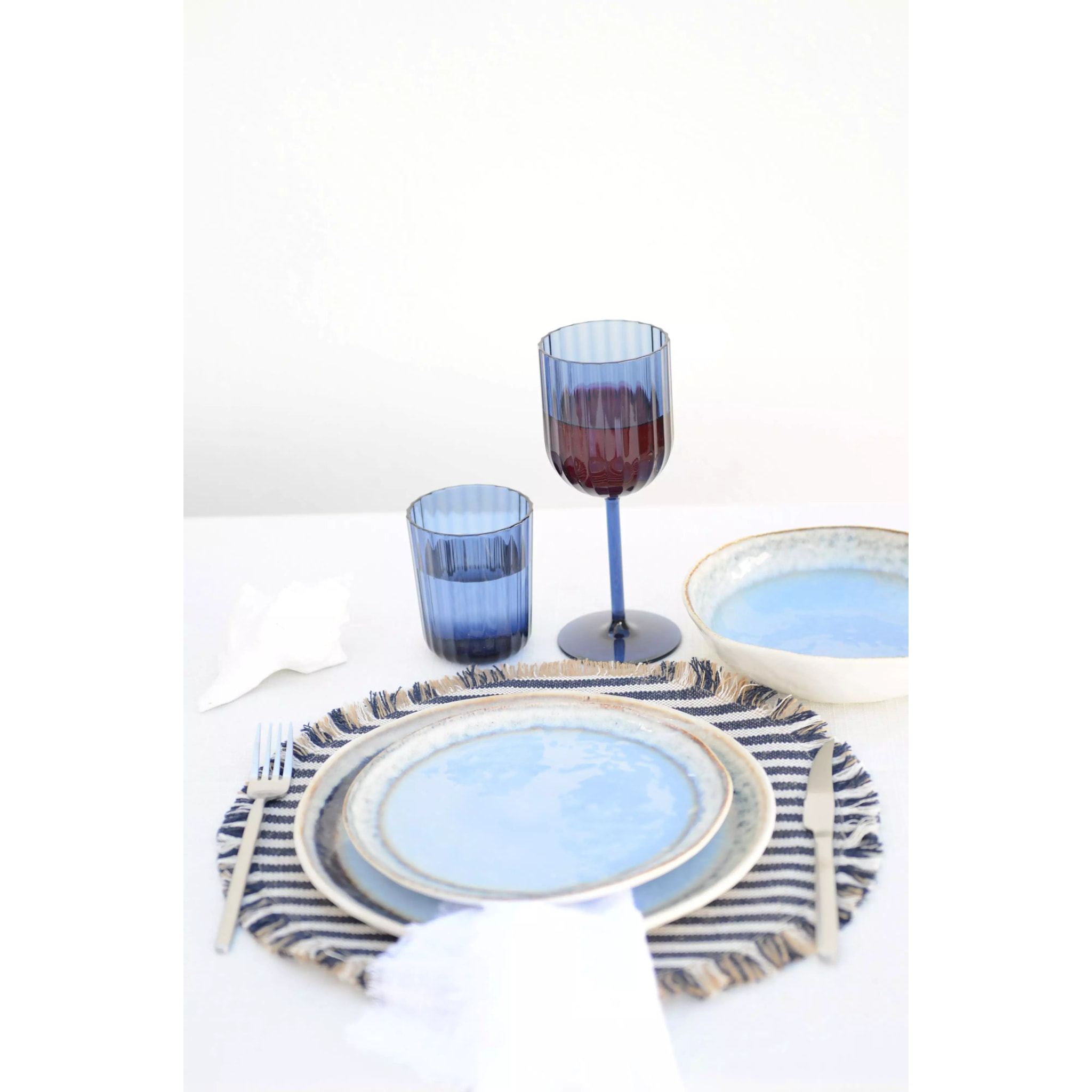 Lot de 6 ASSIETTE PLATE BLEUE EN PORCELAINE 27X27X1.6CM