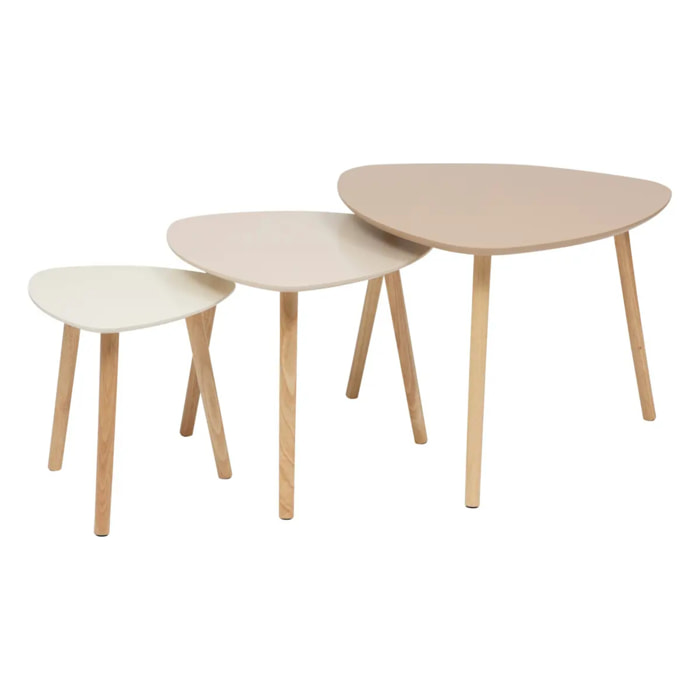 Lot de 3 tables gigognes "Mileo" beige 60x60x45cm