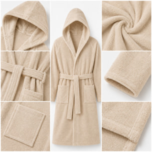 BASSETTI Accappatoio in spugna con cappuccio Beige