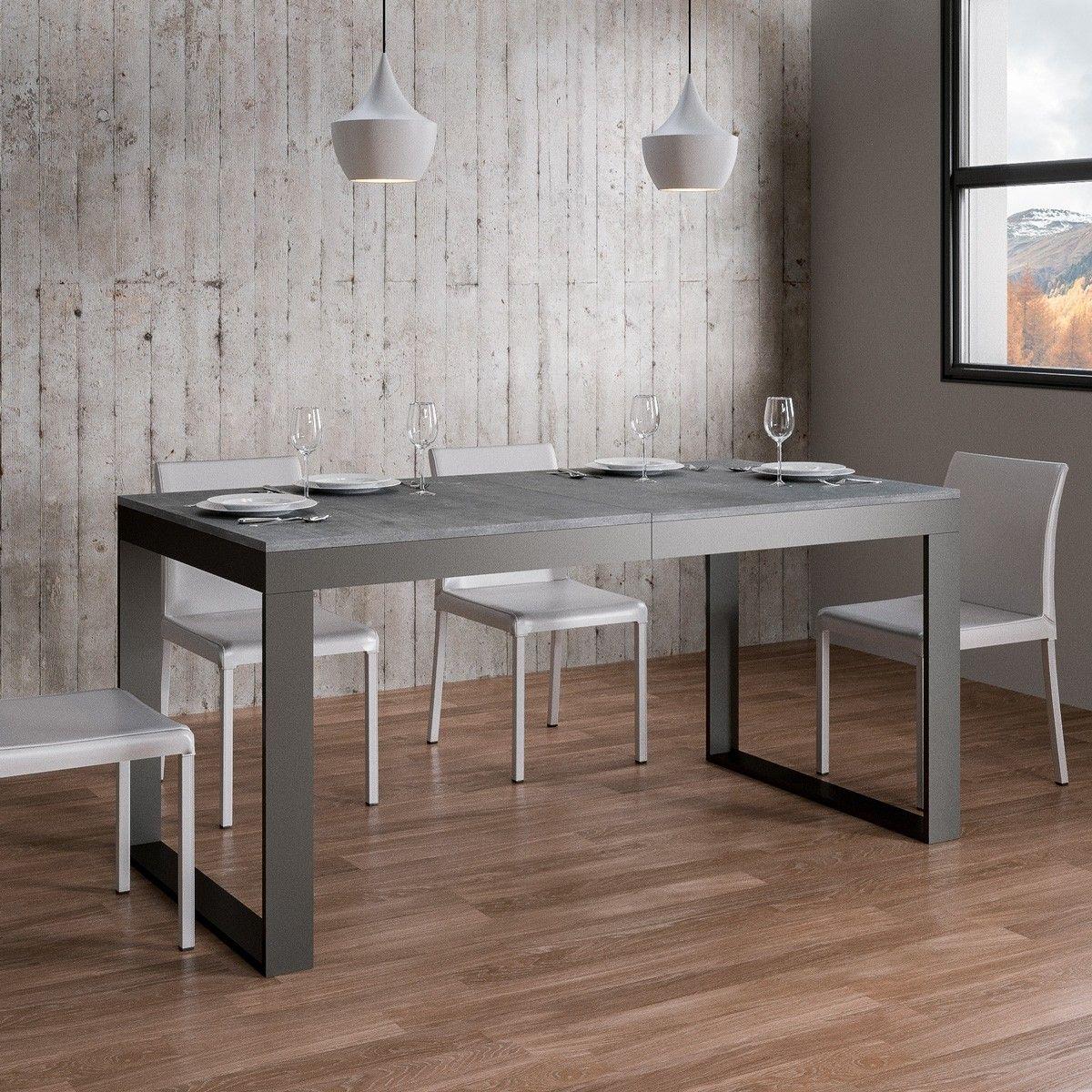 Mesa extensible 90x160/420 cm Tecno Evolution Cemento estructura Antracita