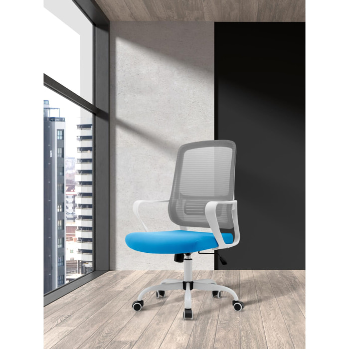 Silla de estudio Noah tela azul y gris 109x59x56 cm