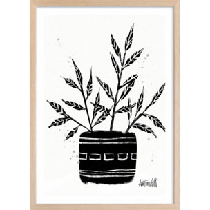 Illustration Botanique et Poterie terre cuite Affiche sous cadre bois